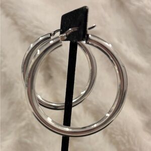 Sterling Silver Chunky Round Tube Hoop Earrings